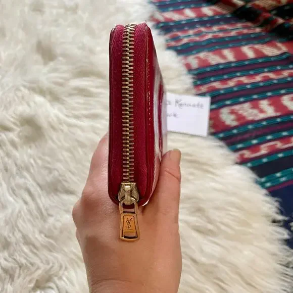 Saint Laurent Wallet YSL Yves Barbie Pink Patent Zip Around Continental Clutch - Picture 4 of 15